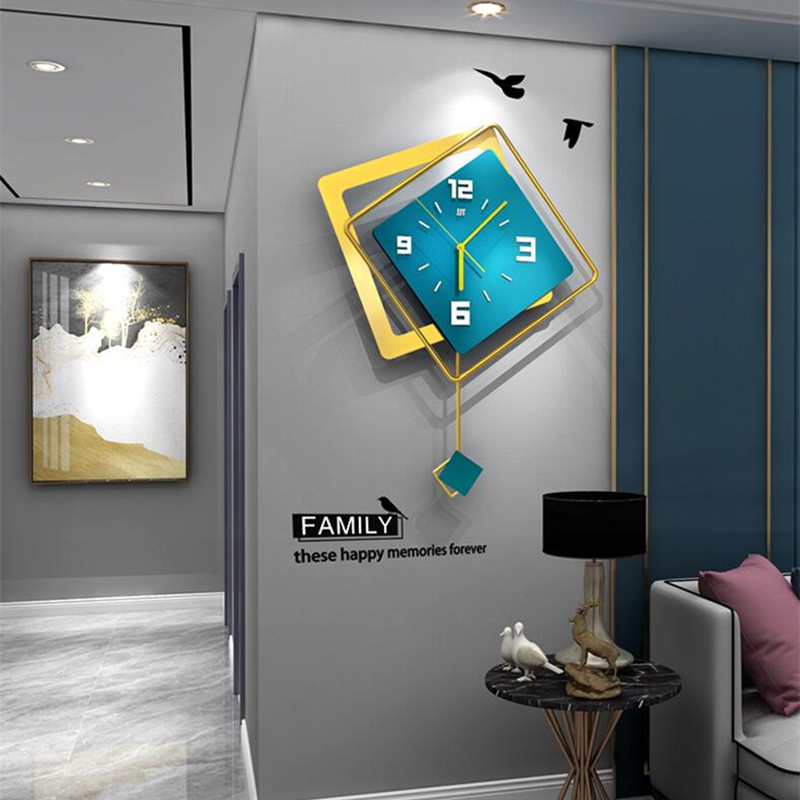 Luxury Lifestyle Watches - 3D 북유럽 스타일 사각 스윙 벽시계