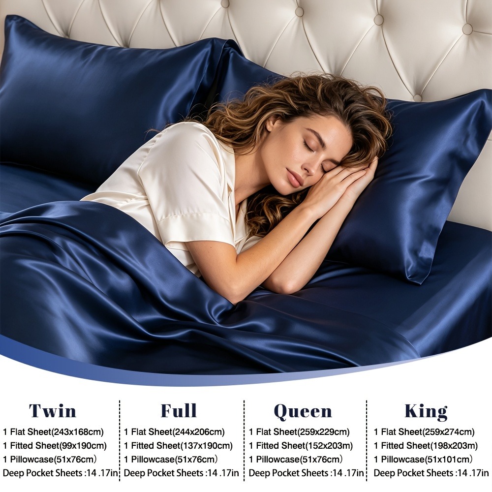 100% 대나무 섬유 새틴 침대 시트 세트 4피스 럭셔 - Linen Duvet Cover 리뷰 및 가격