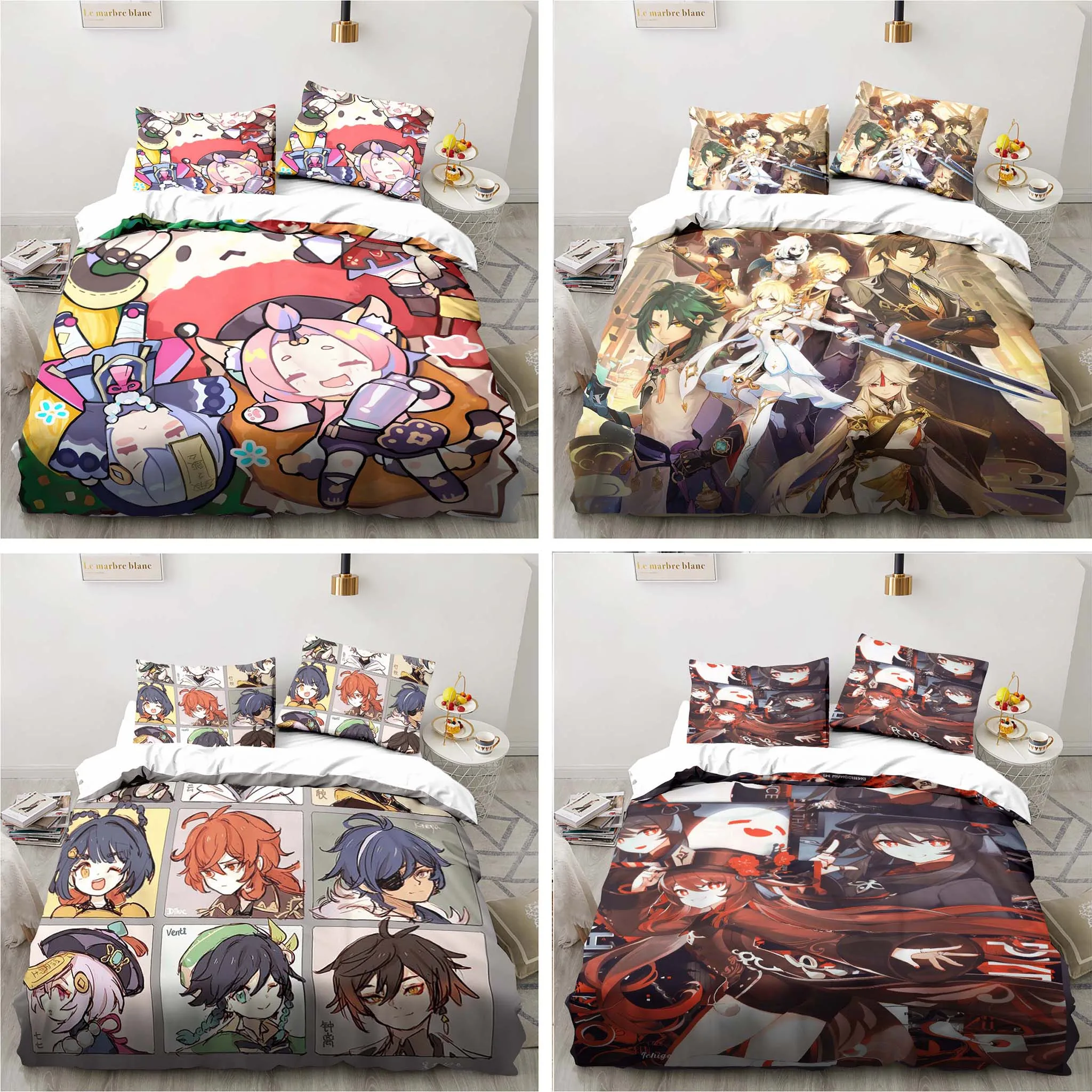 만화 애니메이션 Genshin Impact 게임 침구  - Linen Duvet Cover 리뷰 및 가격