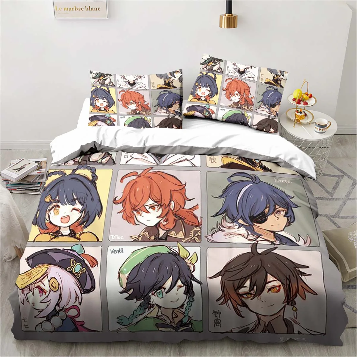 만화 애니메이션 Genshin Impact 게임 침구  - Linen Duvet Cover 리뷰 및 가격