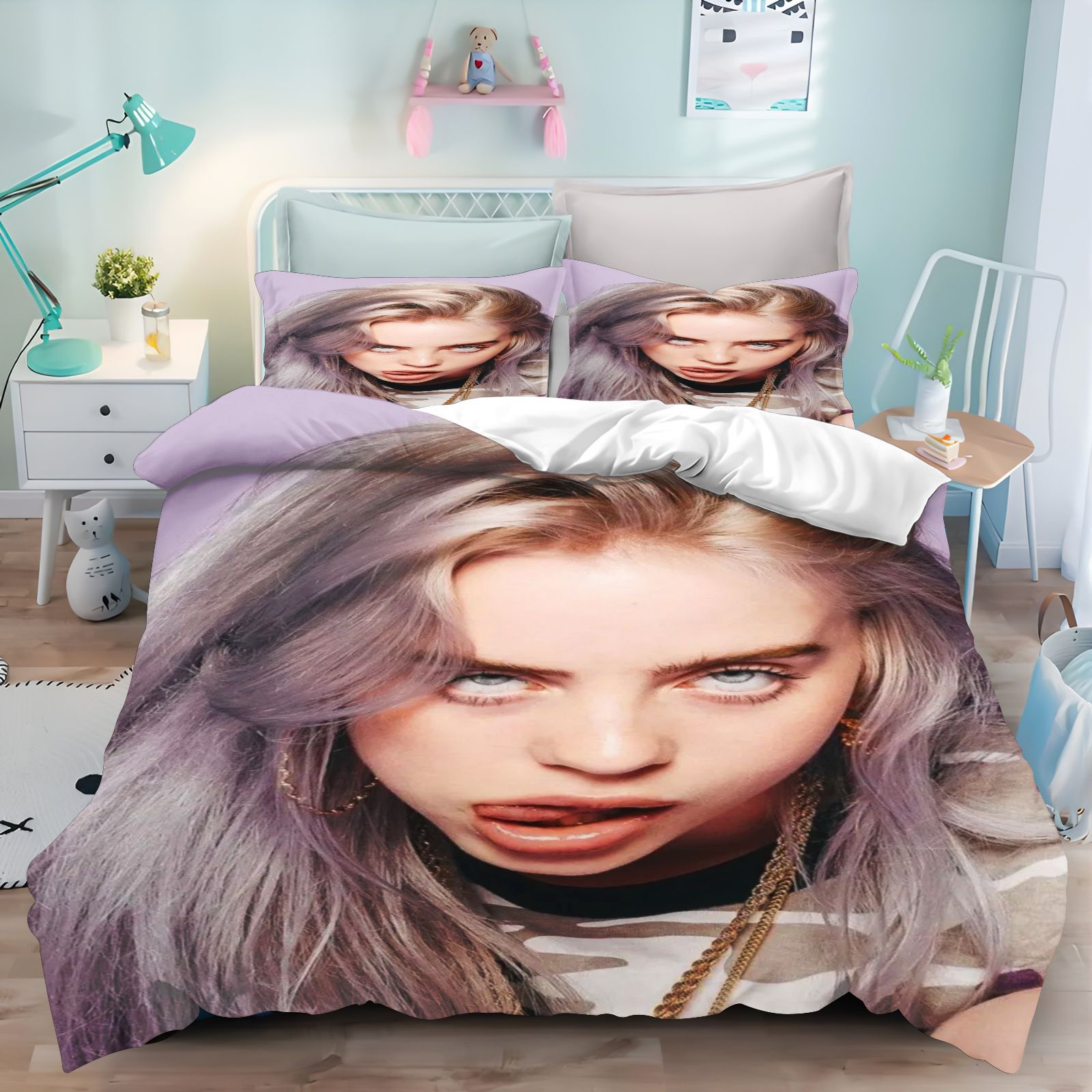 빌리 아일리시 침구 세트 3D 프린트 이불 커버 베개  - Linen Duvet Cover 리뷰 및 가격