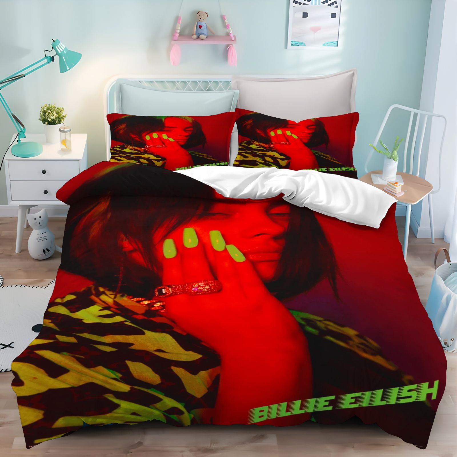 빌리 아일리시 침구 세트 3D 프린트 이불 커버 베개  - Linen Duvet Cover 리뷰 및 가격